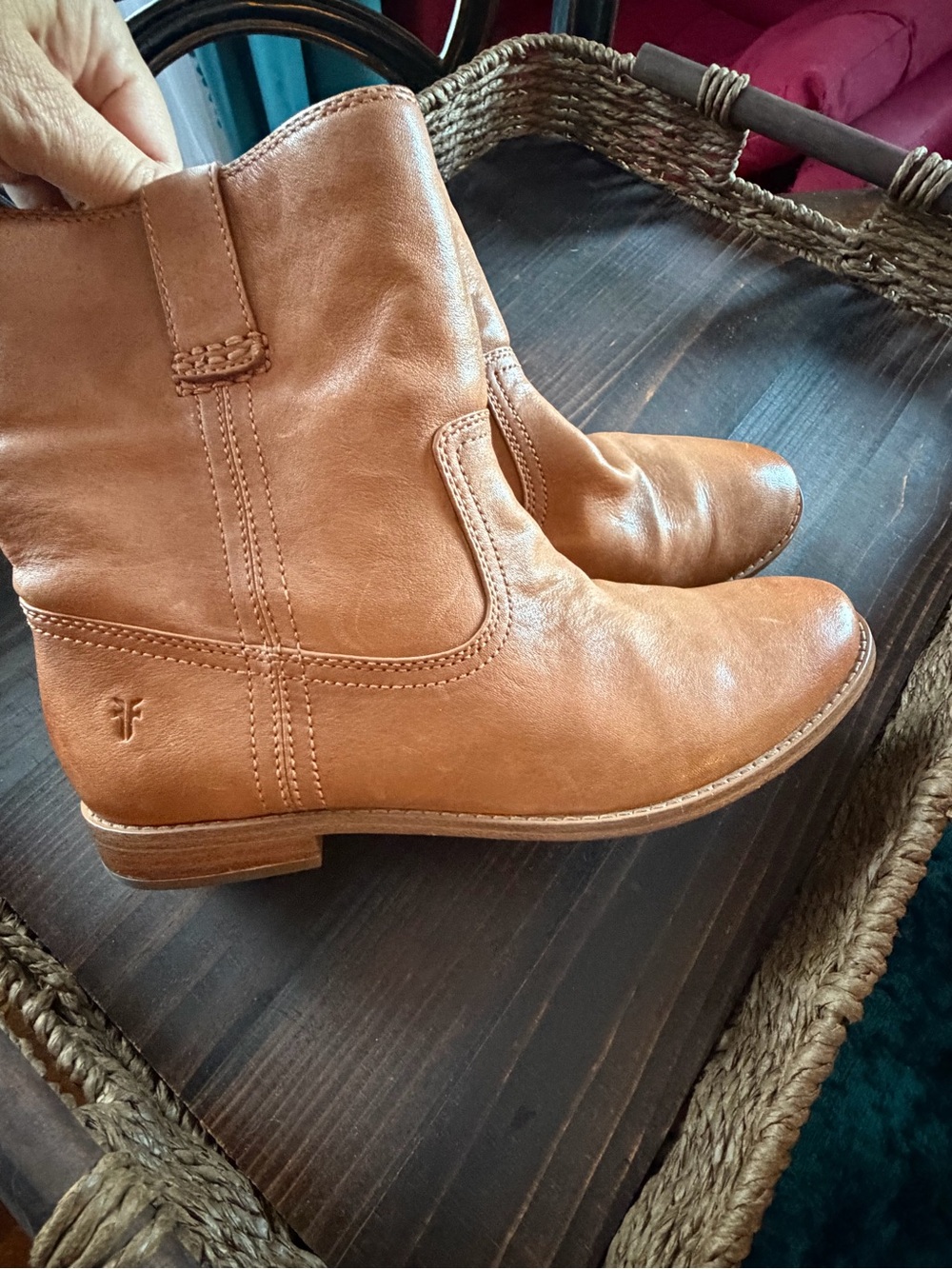Frye Cognac Tan Leather Short Shaft Ankle Boots